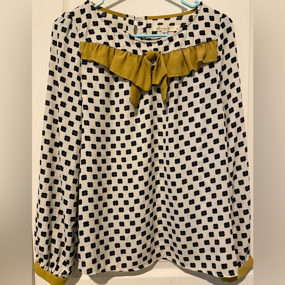 Anthropologie I Comme Toi Geometric Ruffled Top